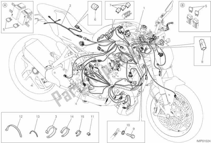 All parts for the Wiring Harness of the Ducati Monster 1200 S 2018